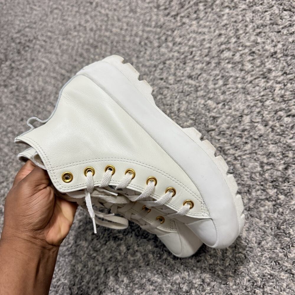 Converse All Star Lift Platform High Top Leather Shoe Sneakers White Ivory 7.5 - Picture 4 of 8